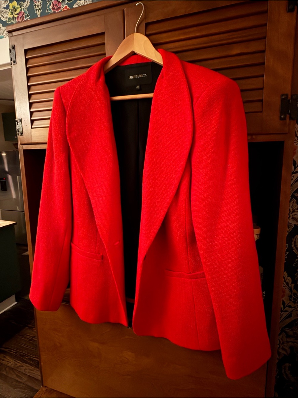 Lafayette 148 New York Bright Red Textured One Button Blazer